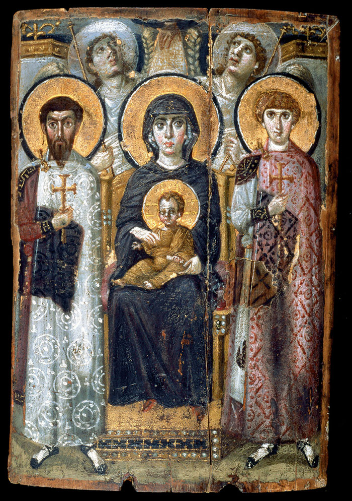 Пресвятая Богородица с святыми Федором и Георгием